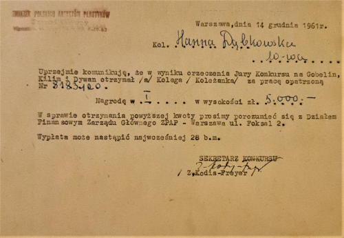 I-nagroda-konkurs-gobelinu-1961