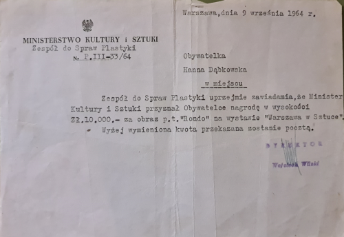 Nagroda-Ministra-Warszawa-w-Sztuce-1964-pismo