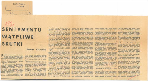 Kultura-Warszawa-1964-Sentymentu-watpliwe-skutki