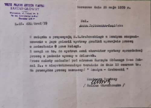 Zaproszenie-Galeria-Grabowskiego-Londyn-1960